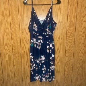 🔥Styleworld Navy Floral Spaghetti Strap Summer Dress Fit & Flare / Womens XL